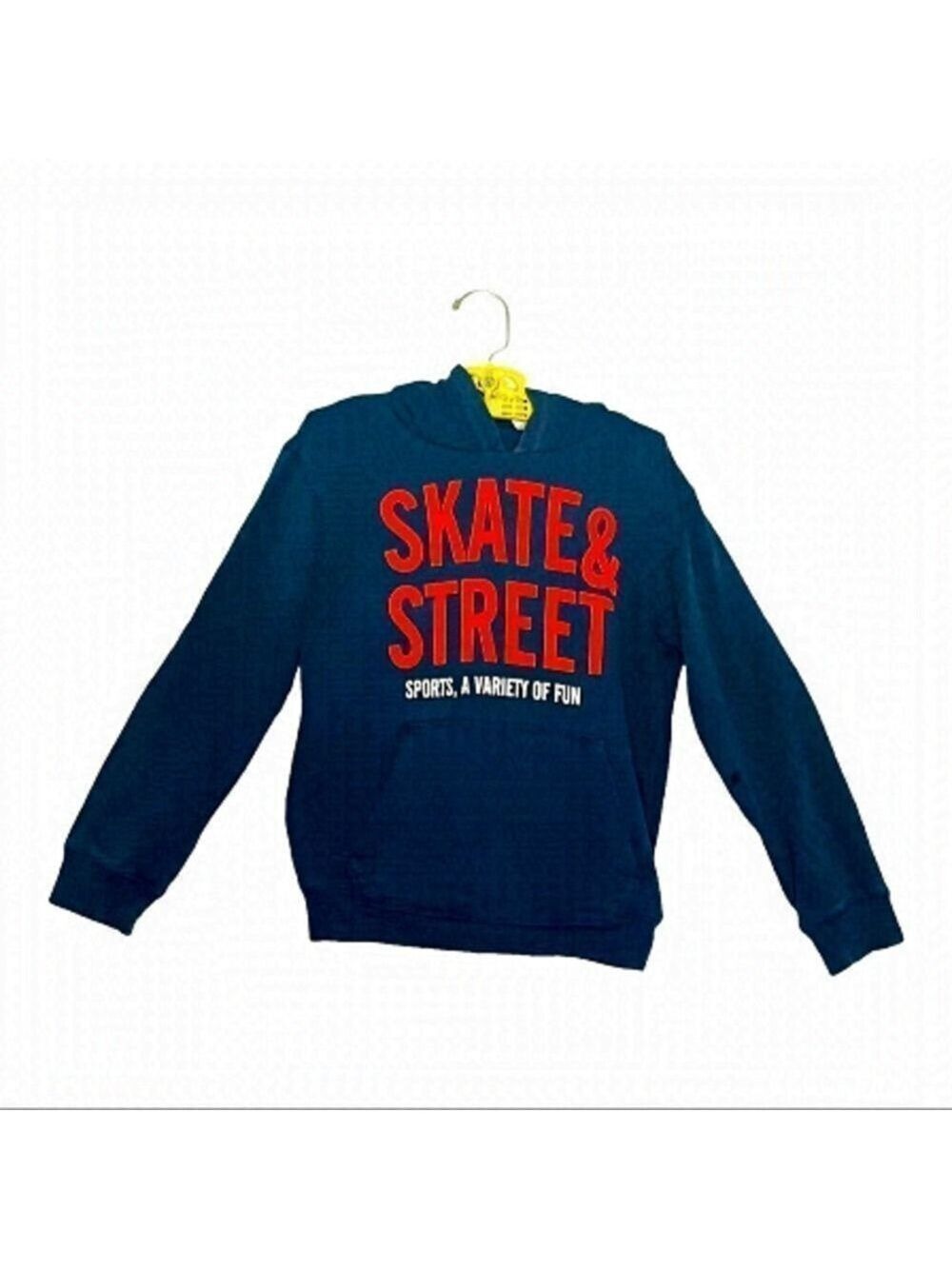 𝅺zara Kids blue hoodie size 5-6 years (118 cm) embroidered skate and street - Picture 2 of 7